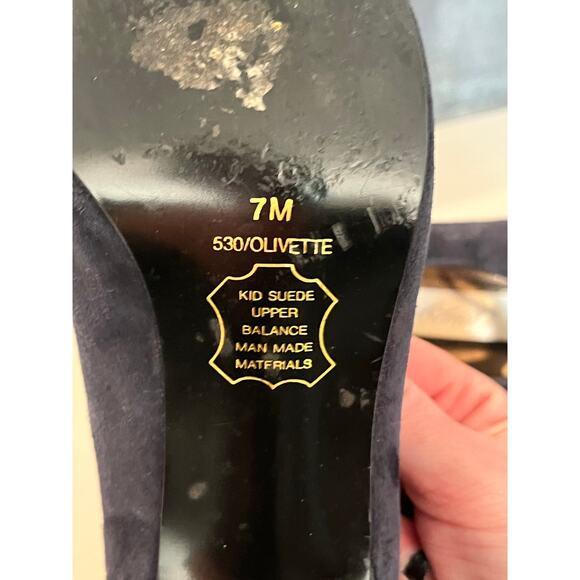 Lord & Taylor Navy Suede Lace-Up Cutout Kitten Heels Olivette 7M Retro - Picture 11 of 13
